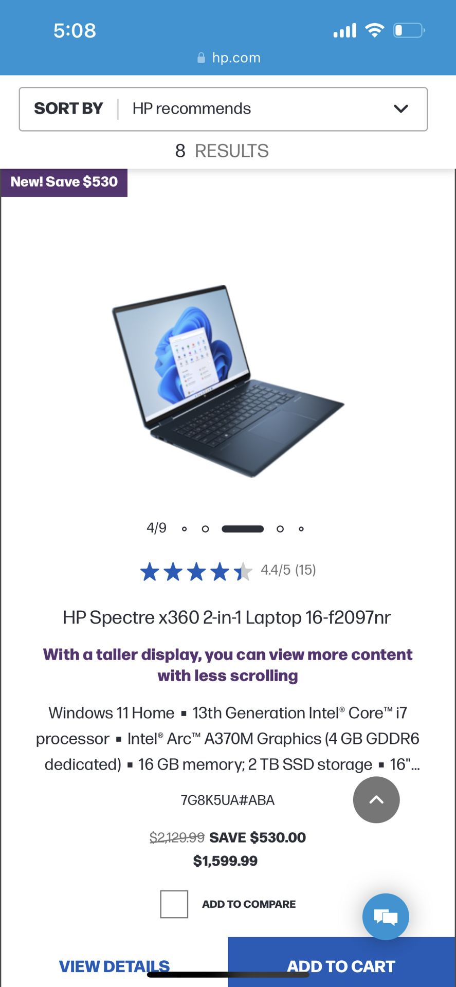 HP Spectre ×360 2-in-1 Laptop 16-f2097nr