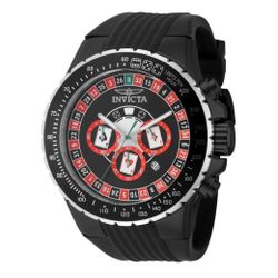 Invicta Men's Watch Aviator Chrono Black, Red and Silver Dial Rubber Strap 49849