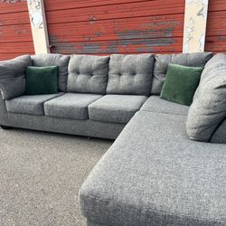 Ashley's Gray Sectional Sofa Couch 2 piece right facing chaise
