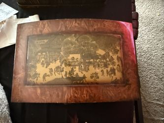 Wooden Jewelry Box with Asian Art – Storage or Display