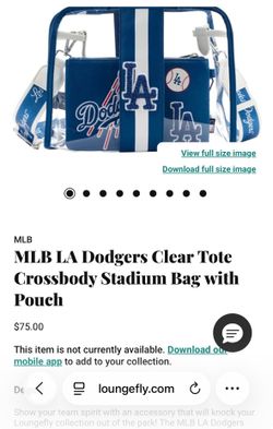 MLB LA Dodgers Clear Tote Crossbody Stadium Bag with Pouch