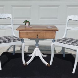 Refurbished Antique Walnut Game Table & 2 Matching Chairs