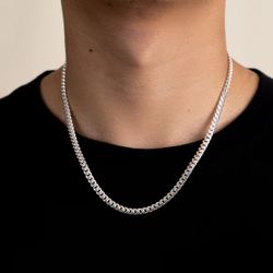 Solid 925 Sterling Silver 20” 4mml Curb Cuban Chain Necklace – Classic Italian Style