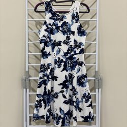 White and Blue Floral Dress