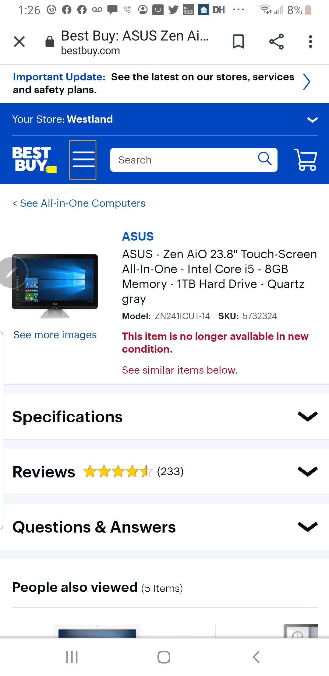 ASUS All in One Touch Screen Computer...