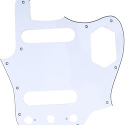 Musiclily Pro 10-Hole Guitar Pickguard for MIJ Fender Japan Jaguar, 3Ply White