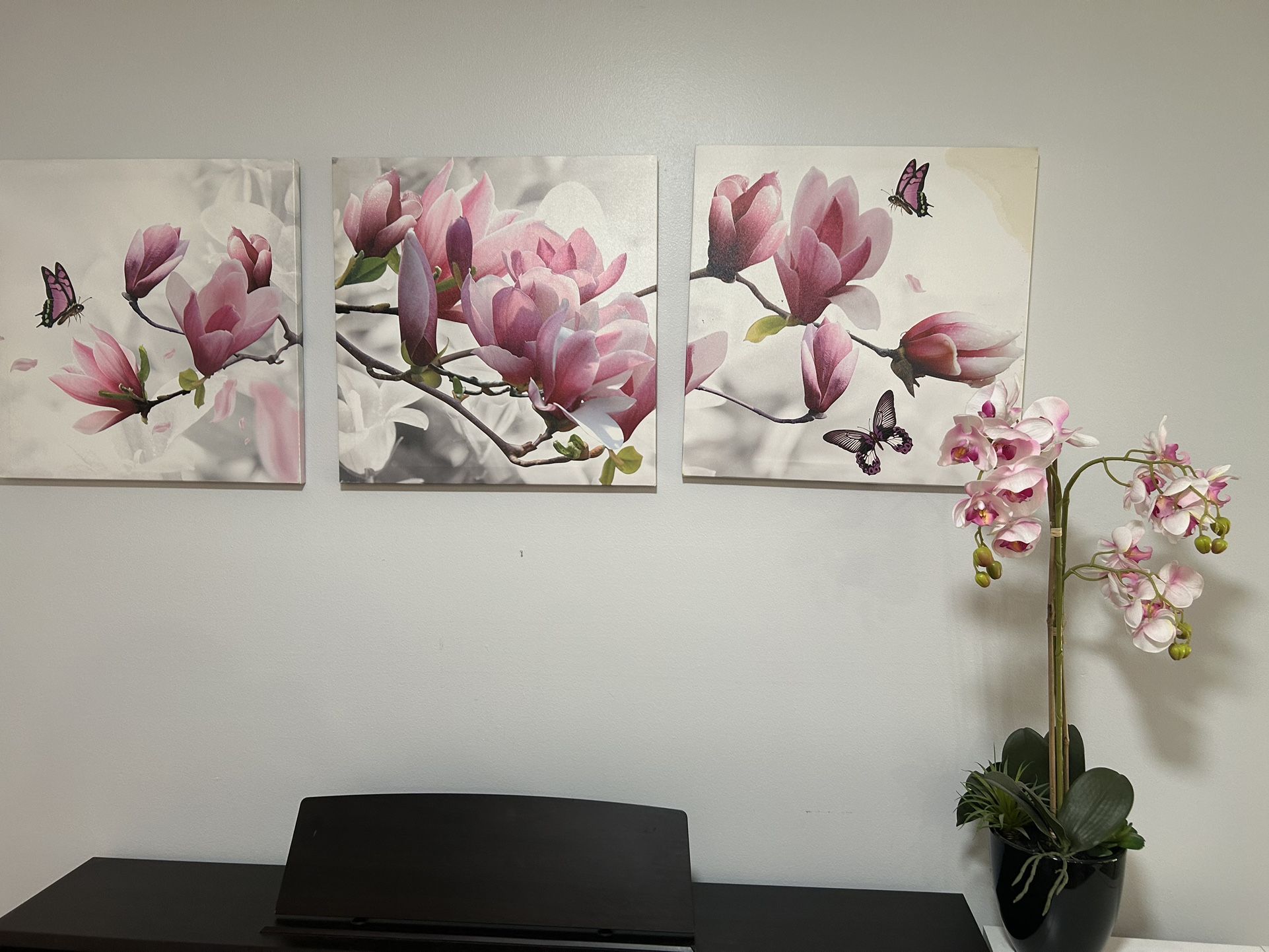 Three-Piece Floral Canvas Print