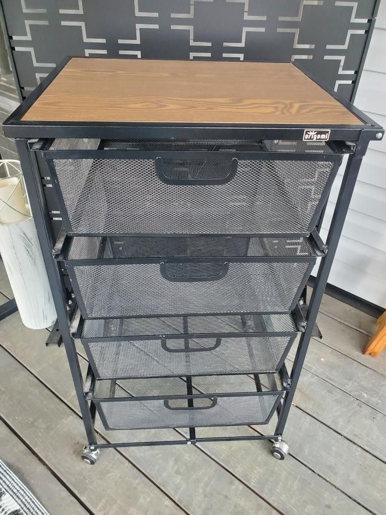 Origami 5-Drawer Cart with Wooden Top