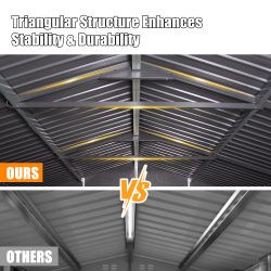 12x25FT Outdoor Metal Garage Shed, Extra Large Metal Carport with Lockable Double Hinged Doors, Heavy Duty Car Shelter for Car, Truck, Motorcycle and