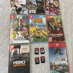 Nintendo Switch Game Lot Bundle Animal Crossing Smash Bros Ultimate Zelda Tears of the kingdom tony hawk mario kart skyward demon slayer