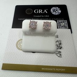 Rose Gold Tone 'Bulls Eye' Moissanite Earrings