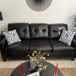 Genuine Leather Sofa Sleeper Guest Bedroom Set