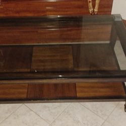 Coffee Table Glass Top / Wood Base