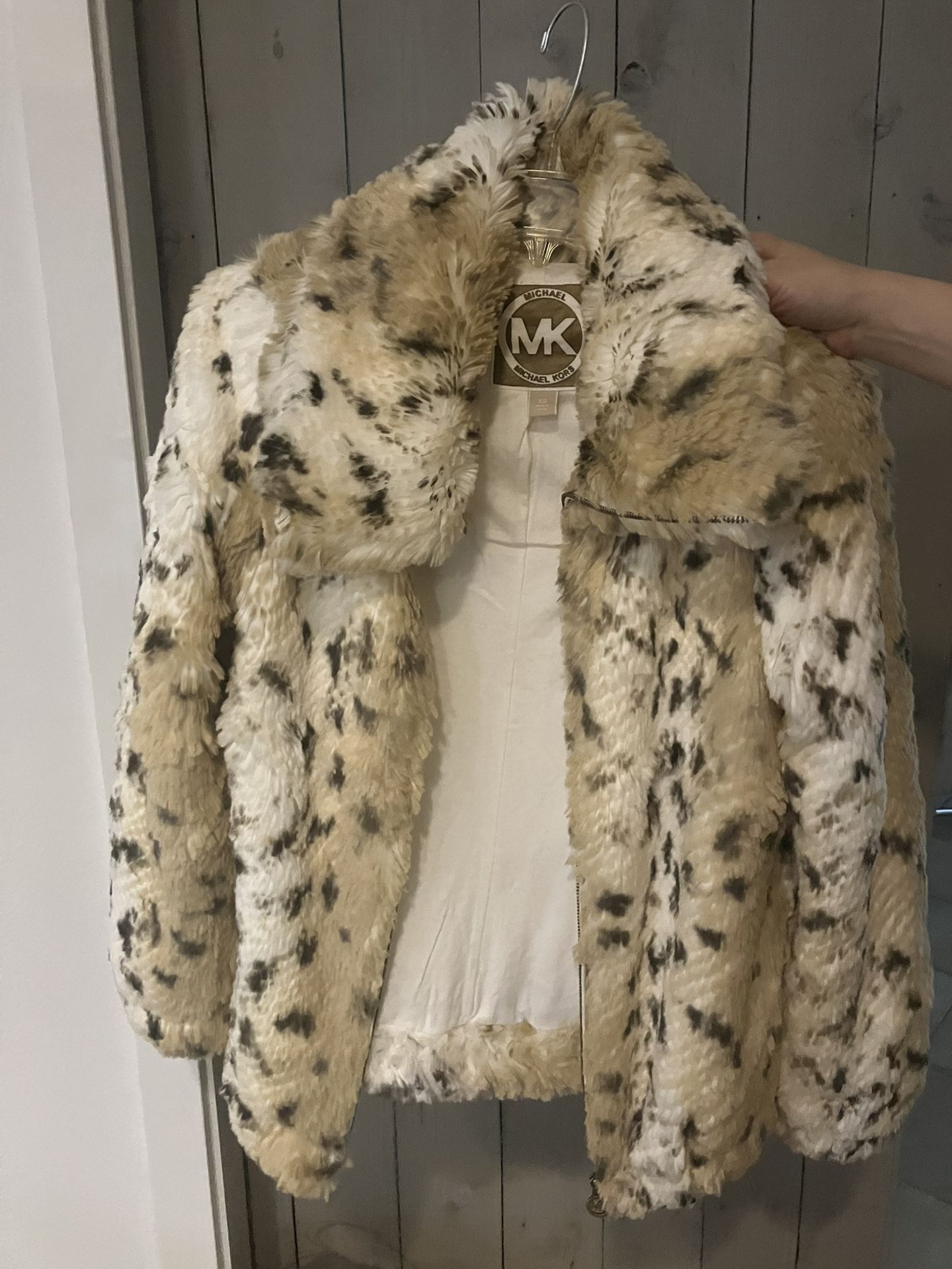 Michael Kors Leopard Fur Bomber Jacket Coat XS