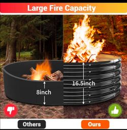 48 Inch Large Outdoor Fire Pit Ring,17" Taller, Heavy Duty High Heat Resistant Wood Burning (New)