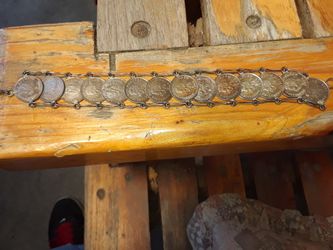 Antique silver coin bracelet