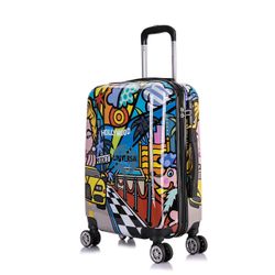 InUSA Hollywood Print Luggage with Spinner Wheels Durable Lightweight Hardside Suitcase | Travel Bag with Handle and Trolley | 20 Inch Carry-On Spinne