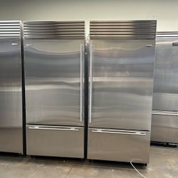 SUB ZERO 72”WIDE BUILT IN STAINLESS STEEL BOTTOM FREEZERS SET 