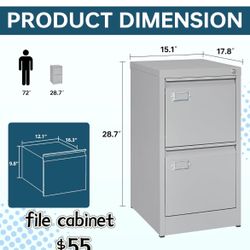 ✌️ MIIIKO 2 Drawer File Cabinet, Metal Vertical Filing Cabinets with Lock, Home Office File Folders Storage Cabinet for Letter Legal A4 File Size