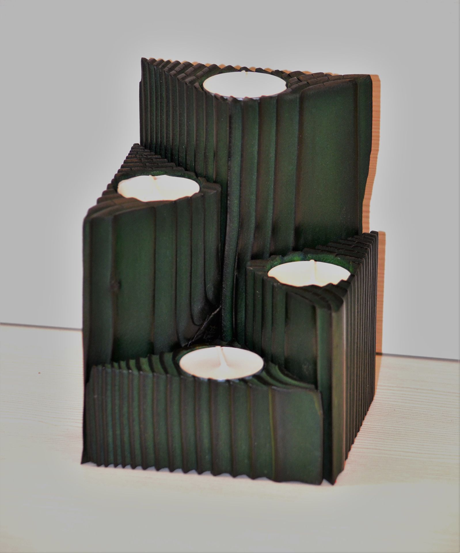 Shou Sugi Ban Candle Holder Set