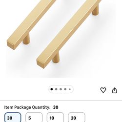 Ravinte 30 Pack Brass 3 Inch Hole Center Champagne Gold Handles Square Cabinet Hardware Stainless Steel Pulls for Kitchen Cupboard Drawers 5 Inch Over