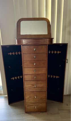Powell Traditional Oak Wood Jewelry Armoire