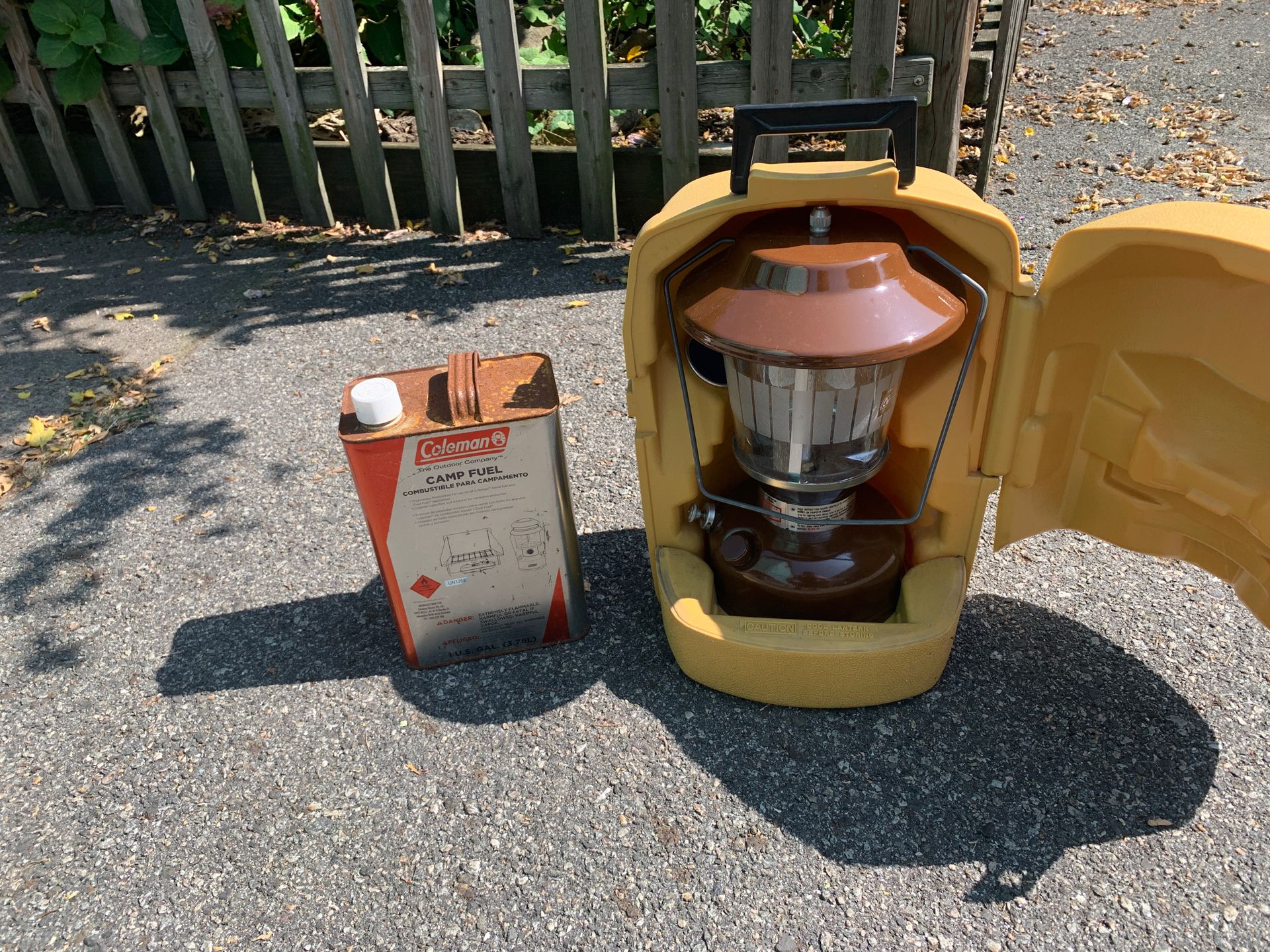 Coleman lantern, carry-case, and fuel