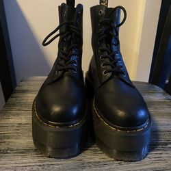 Dr. Martens, Pascal Max Leather Platform Boots, Black, Women’s 7