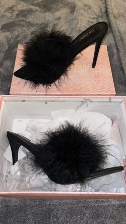 Black Fluffy Heels