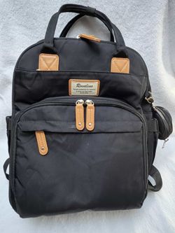 Black Diaper Bag Backpack | Multi-Pocket Baby Travel Bag