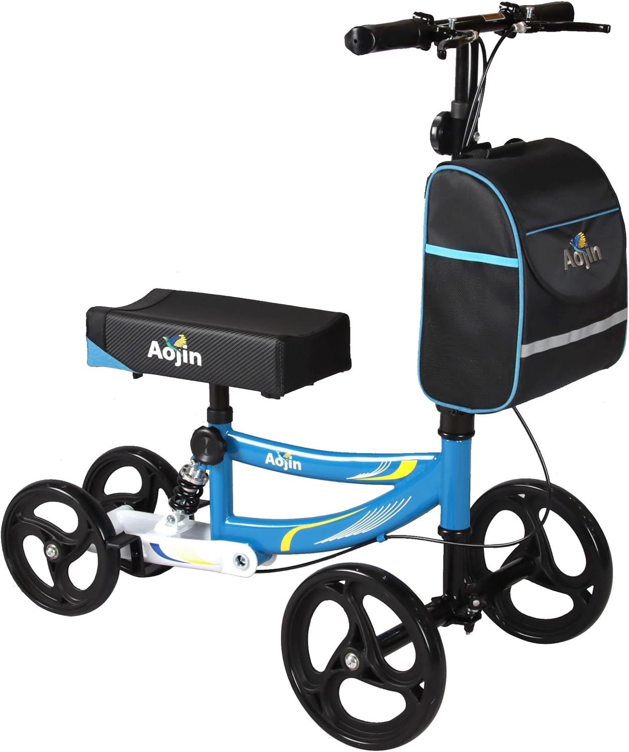 Aojin Knee Scooter, Steerable Knee Walker Economical Knee Scooters for Foot Injuries Best Crutches Alternative Blue