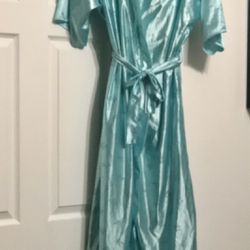 Vintage Previews USA Blue Floral Nightgown and Robe Size Large 