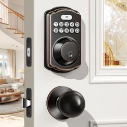 Veise KS01C Electronic Keypad Deadbolt Smart Lock 2 Door Knobs-Oil Rubbed Bronze