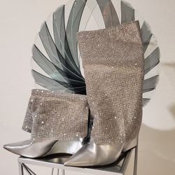 Steve Madden Sparkle Rhinestones Boots, Size 11