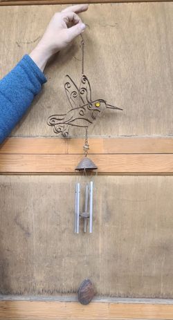 Cute Rustic Metal Hummingbird Windchime