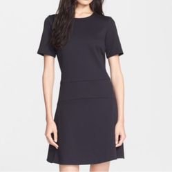 Vince Black Pique Ponte Fit & Flare Dress Sz 2