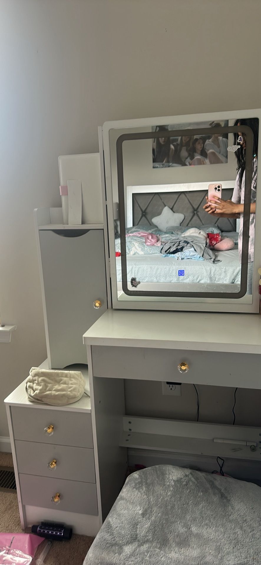 Vanity with LED mirror