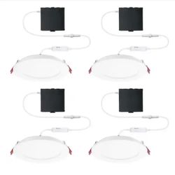 Commercial Electric 4-Pack 6 in. Pro Value Series Integrated LED Adjustable CCT Canless Recessed Light for Kitchen Bath Living Rooms, White=Z8-790