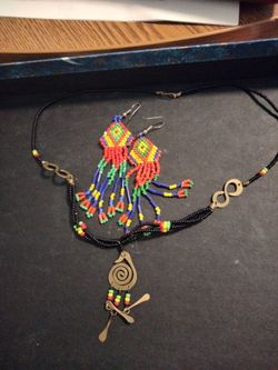 Beaded Necklace and Earring Set