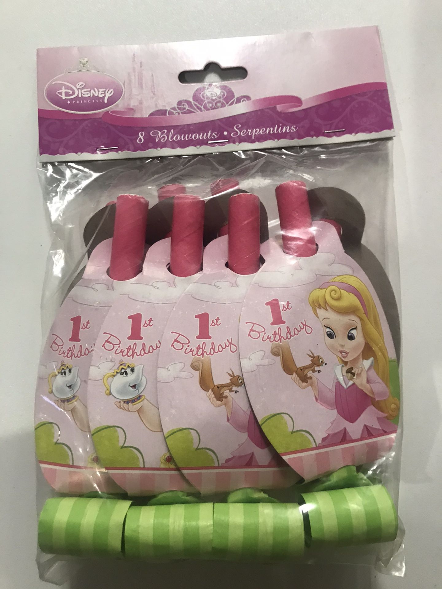 Very Rare Disney Baby Princesses 1st Birthday 8 CT Blowouts Party Supplies (Belle, Snow White, Cinderella, Aurora)