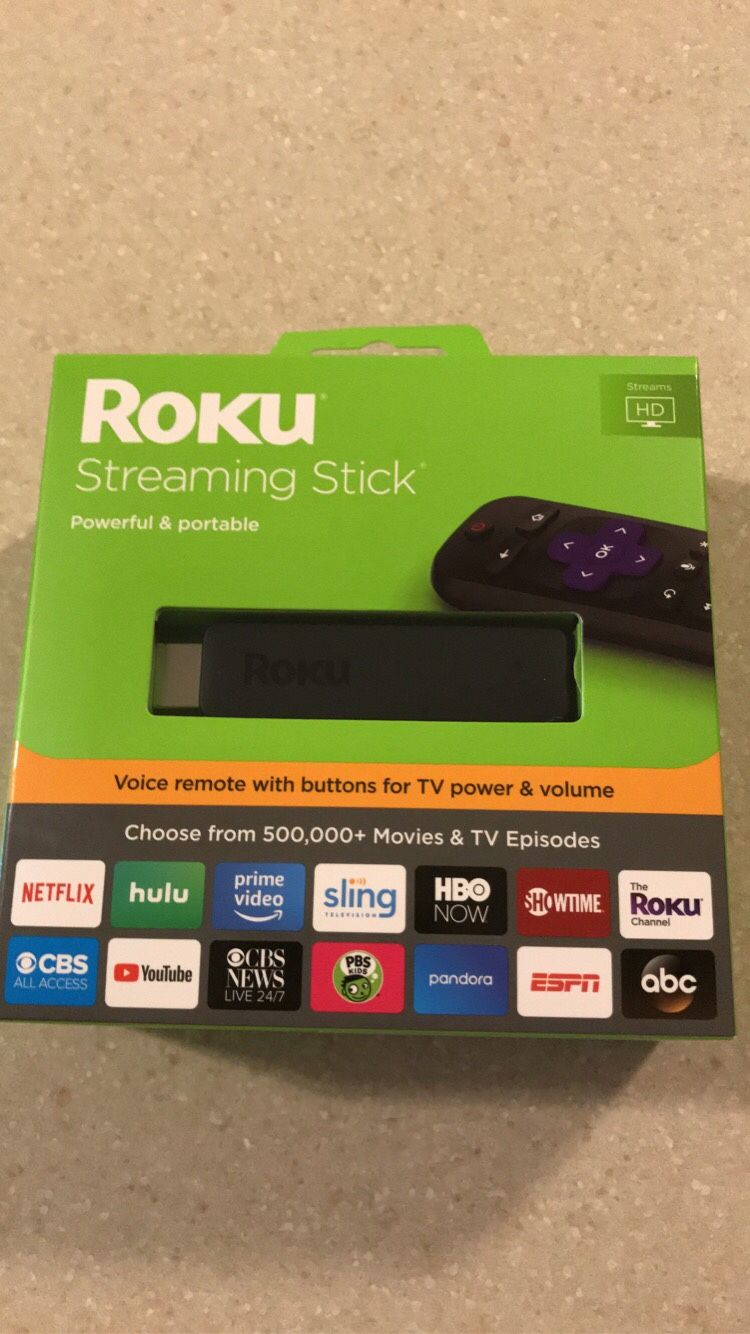 Roku Streaming Stick, streams HD new (unopened)