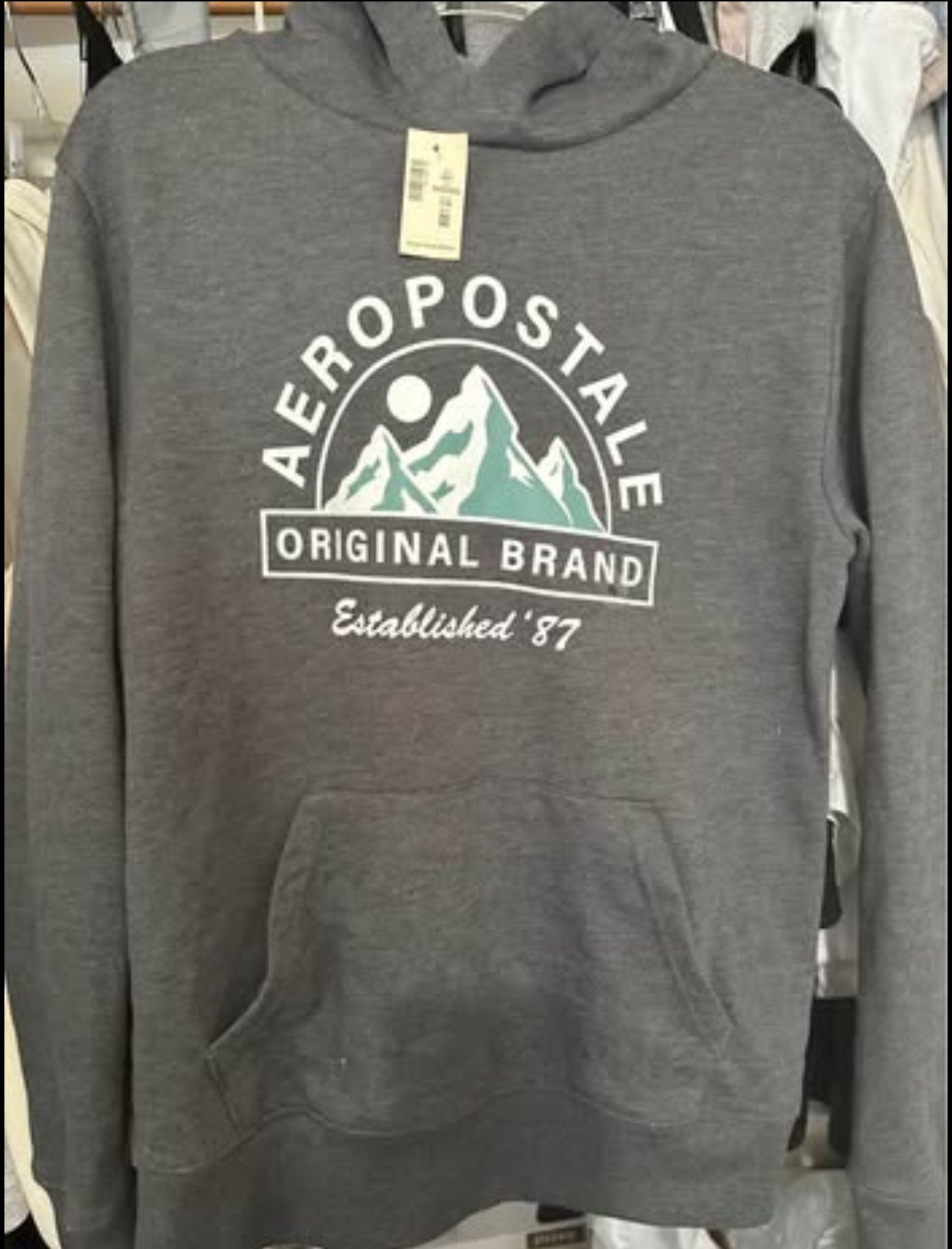 Aeropostale Hoodie Fleece Sweatshirt XS Gray Mountain Logo New with tags