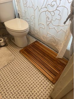 CB2 Lateral Natural Teak Bath Mat 21.75"X32"