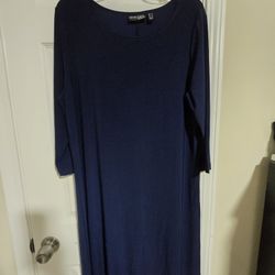 Navy Blue Knit Dress - 3/4 Sleeves & Closet Essential!