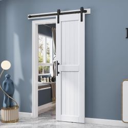 EaseLife 24 x 84 inch White Barn Door - NEW