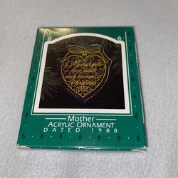 Vintage 1988 Hallmark Keepsake Acrylic 'Mother' Ornament Christmas B097