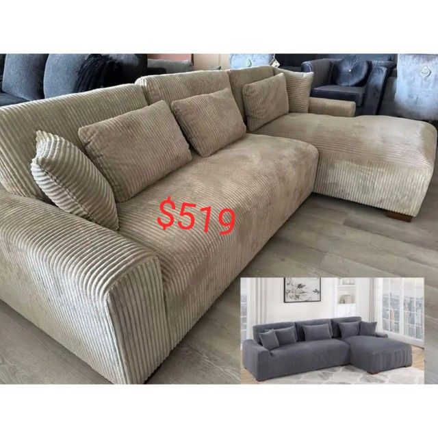 Corduroy living room sectional couch  - Limited Time Offer 