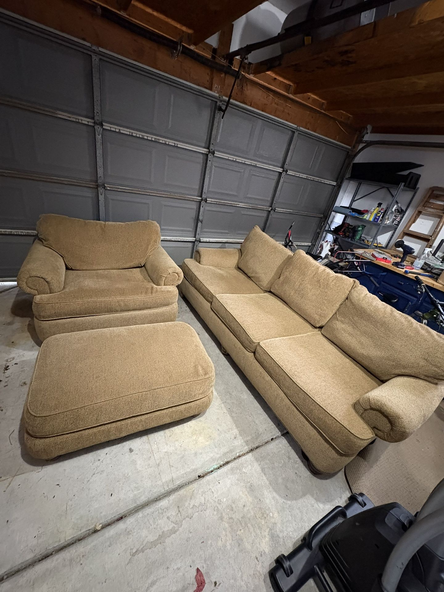 Free Delivery! Tan Sofa Couch, Chair And Ottoman