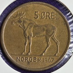1967 Norway 5 Ore Coin