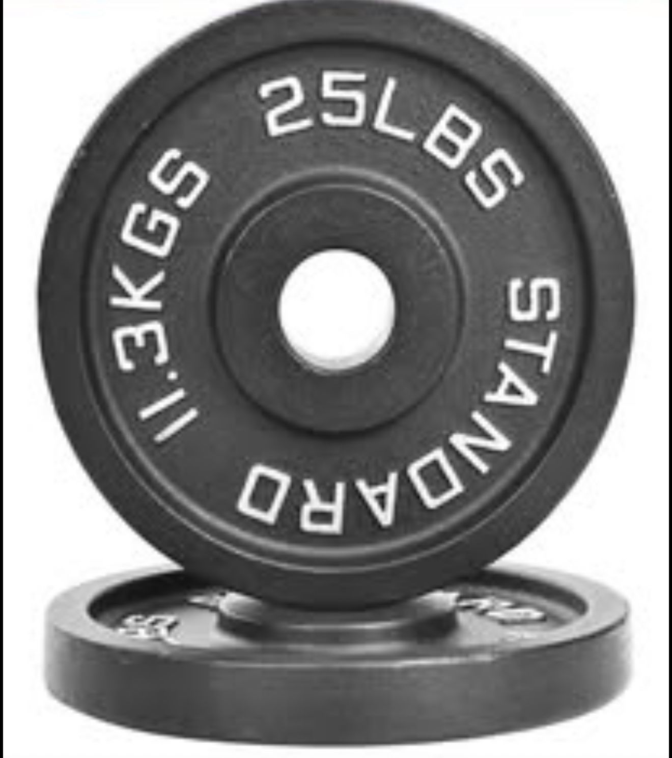 New 25lb Pair Olympic Cast Iron 2-Inch Weight Plate for Strength Training & Weightlifting
